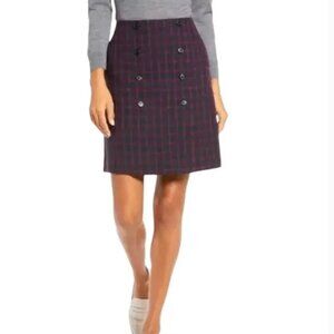 1901 Tattersal Plaid Preppy Double Breasted Button Dark Academia Twee Skirt sz 0